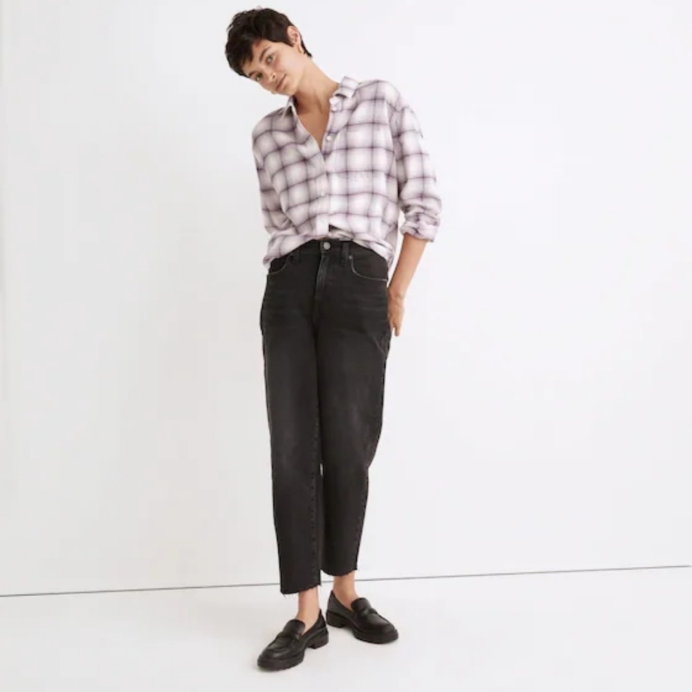 Madewell Balloon Jeans Biscayne Wash Raw Hem Edition Black Gray NG264 Size 27